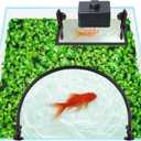 Floating Plant Corral for Aquarium, Self-Adjusting Barrier with EV Foam, Protects Floating Plants from Filter, Fish Tank Feeding Ring, Includes Suction Cups & Net