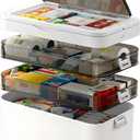 4 Tier Medicine Cabinet Organizer,Portable Medicine Cabinet with Handle, Multipurpose Medical Box with Pill Box, Empty First Aid Kit for Home,Multipurpose Medical with Removable Tray