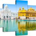 Artbrush Tower Golden Temple Wall Art Sikh Religious Wall Decor Canvas Print Amritsar Sikhism Painting Sikh Temple Picture Framed Poster Home Living Room Decoration(60''Wx32''H) (60Lx 32W-01)