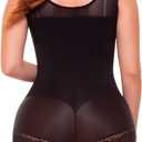 Fajitex Fajas Colombianas Moldeadoras High Compression Garment Tummy Control Shapewear for Women, Abdomen Control Shapewear (Black, XXL)