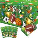 4 Pack Sports Tablecloth Sport Theme Birthday Table Cloth Sport Party Decorations Soccer Basketball Football Baseball Table Covers for Boys All Star Sports Themed Party Supplies 51 x 86 in