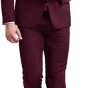 YFFUSHI Men's Slim Fit 2 Piece Suit Solid One Button Casual Formal Wedding Blazer Jacket Pants Set (Red, M)