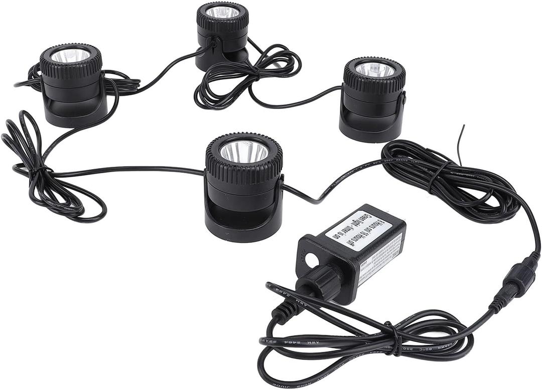 Pond Lights, 4 in 1 Pond Light Warm White 3000K to 3200K LED IP68 Watertight Submersible Submersible Led Lights Fountain Lights with Timer Warm for Fountain Fish Pool Yard Garden (US Plug 110V)