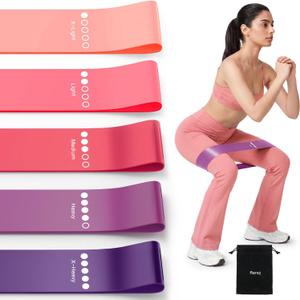 Resistance Bands for Working Out, 5-Pack Elastic Loop Exercise Bands for Strength Training Stretching, Home Gym Equipment for Pilates Yoga Physical Therapy, Leg Glute Arm Workout Kit for Women Men