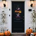 Halloween Witch Legs Hat Wooden Hanging Sign, Trick Or Treat Door Decor, Spooky Ghost Decor, 11.42X11.42 inch, Wood (Colourful Magic Hat)