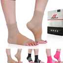 Compression Socks for Women & Men Open Toe (3 Pairs), Ankle Brace Compression Sleeve with Neuropathy, Foot Compression sleeve for Swelling, Pain & Plantar Fasciitis Relief (Beige, M)