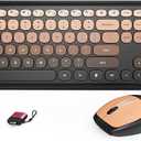 HotFox Wireless Keyboard and Mouse Combo, FullSize Retro Typewriter Keyboard with Round Keycaps, Ergonomic Design for Windows PC, Home and Office Use Red