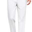 COOFANDY Mens Classic Casual Dress Pants Expandable Waist Suit Pant Slim Fit Flat Front Slacks (34W x 30L, White)