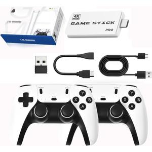 Retro Gaming Stick Pro with 40,000+ Classic Games & 23 Built-in Emulators, Plug & Play HDMI Game Console for HD TV, Includes Dual 2.4G Wireless Controllers(2026 Upgrade)(128 G)