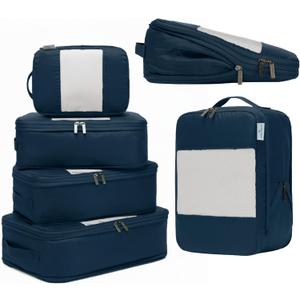 6-Pack Large Compression Packing Cubes for Travel - Lightweight Compression Packing Cube Set, Water-Resistant Luggage Organizer Bags & Suitcase Organizers, Travel Cubes for Carry-On, Checked Luggage