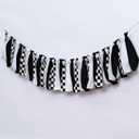 Black and White Checkered Fabric Banner 80in Racing Car Themed Bunting Garland,Birthday Party, Baby Shower, Photo Booth Backdrop Pennant Decoration for Race Car Party Supplies