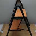 HBTower Step Ladder, Lightweight Aluminum Folding Step Stool with Anti-Slip Wide Pedal, 330lbs Capacity Step Ladder for Household, Kitchen, Office - BlackWoodgrain