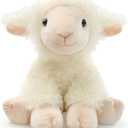 Plush Lamb Sitting Toys Stuffed Animal, Realistic Sheep Stuffed Animal Toy Characters Stuffed Filled in Limbs 8.5 Inch Soft Huggable for Kids with Stuffed Animals Easter Baptism Gift for Girls Boys