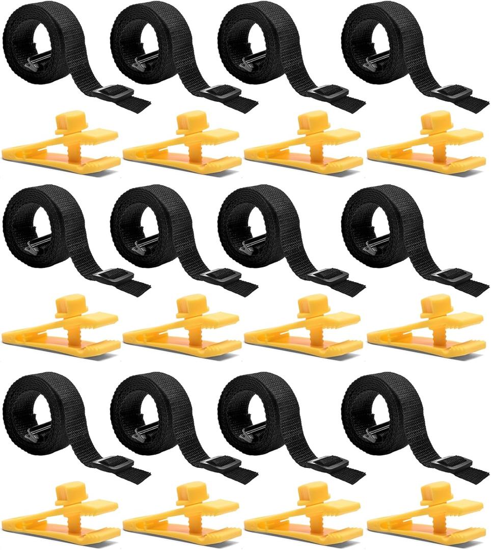 36 Pcs Pool Solar Cover Reel Attachment Kit, Solar Cover Reel Blanket Straps and Clips for Universal Inground Swimming Pool (Yellow, 36Pcs)