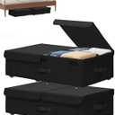 Under Bed Storage Container with Wheels, 2 Pack 5.5" High Deep Underbed Rolling Box Storage Bins Drawers with Lids for Bedroom, Dorms, Clothes, Shoes, Blankets, No Assemble Required, Black (5.5 Inch Height)