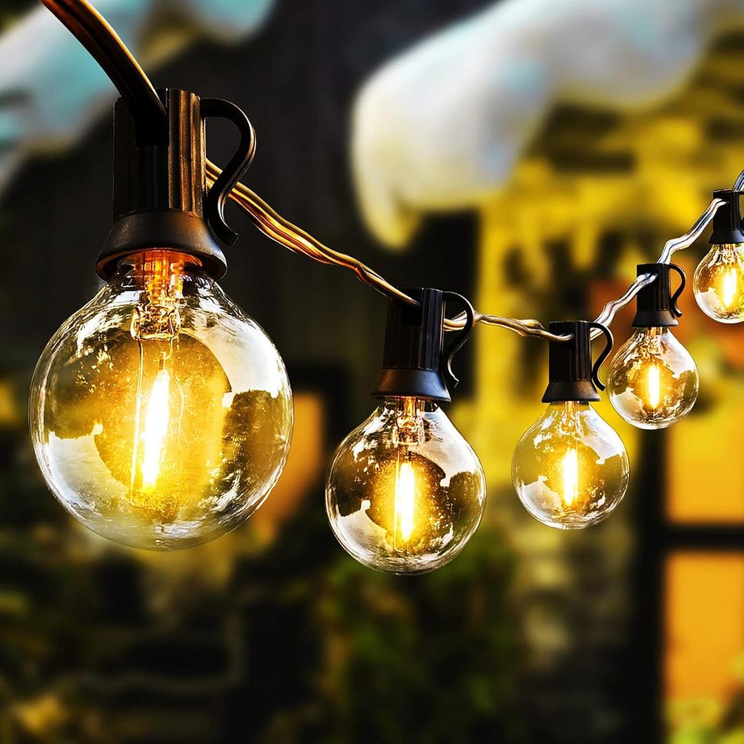 Vocevos Outdoor String Lights 100FT LED Outside Patio Light Updated Waterproof Gazebo Lighting Shatterproof UL Listed G40 Globes 0.6W Efficient Connectable Decor Yard Caf Exterior (Black Wire)