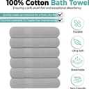 KAHAF COLLECTION 6 Pack Bath Towels Set (27 x 54 Inches) 100% Ring Spun Cotton, Lightweight, Quick Dry, Highly Absorbent Towels (Light Grey, (27x54) Inches)