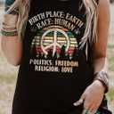 Birth Place Earth Race Human Politics Freedom Religion Love Tank Top Women Sleeveless Summer Casual Vacation Basic Shirt (Black, XL)