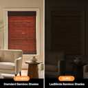 LazBlinds Cordless Blackout Bamboo Roman Shades, Room Darkening Blinds for Interior Windows, Thermal Insulated Roll Up Bamboo Blinds for Home & Patio, 26" W x 64" H, Penang Teak