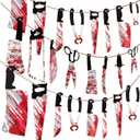 Halloween Party Decorations Indoor Horror Scary Garland Banner for Home Decor, Spooky Wall Decor with Strands of Butcher Knives