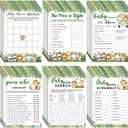 Jetec 302 Pcs Safari Animal Theme Baby Shower Games, 6 Games, 50 Sheets Each, Shower Party Bingo, Word Scramble, Baby Word Search, Predictions and Advice, The Price is Right, Guess Who