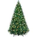 Amazon.com: Sweetcrispy 6ft Pre-lit Artificial Christmas Tree, Prelighted Green Artificial Hinged Spruce Xmas Tree with 700 Branch Tips, 250 Incandescent Lights & Foldable Base for Home, Office, Party : Home & Kitchen