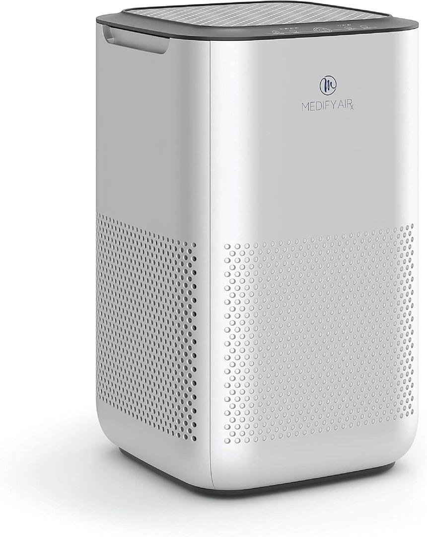 Medify MA-15 Air Purifier with True HEPA H13 Filter | 585 ft Coverage in 1hr for Allergens, Smoke, Wildfires, Dust, Odors, Pollen, Pet Dander | Removal to 0.1 Microns | Silver, 1-Pack