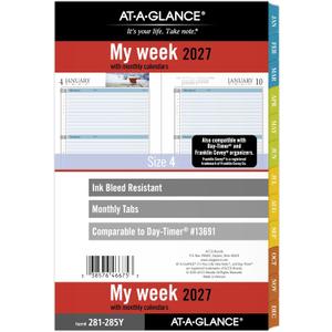 AT-A-GLANCE 2027 Planner Refill, Weekly & Monthly, 5.5" x 8.5", Desk Size 4, Tabbed, 7-Ring Loose-Leaf, Zenscapes (281-285Y-27)