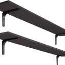 DINZI LVJ Long Wall Shelves, 55.1Inch Floating Shelves Wall Mounted, Extra Large Floating Storage Ledges with Sturdy Metal Brackets, Set of 2, for Living Room, Bathroom, Entryway, Kitchen, Espresso