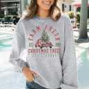 MYHALF Christmas Sweatshirts for Women 2025 Crewneck Christmas Trees Shirts Long Sleeve Xmas Holiday Sweater Tops Lightweight (Gray, XL)