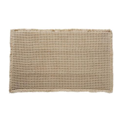 BYH Checkered Bath Mat, 24x68in Woven Bath Mat Washable Bathroom Rugs Tassels Absorbent Bath Mat Non Slip Rubber Backed Bathroom Mat for Doorway Bathtub Side