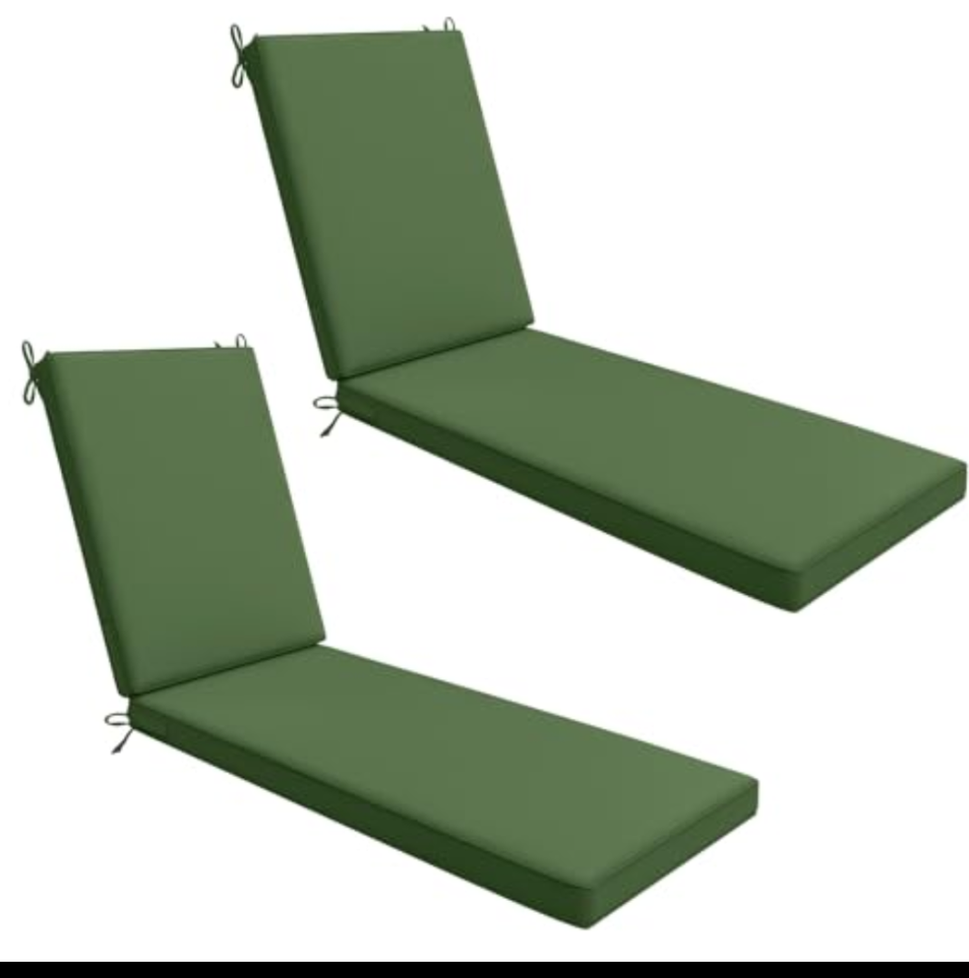 AAAAAcessories Outdoor Chaise Lounge Cushions, Rain-Proof Fabric, Fade-Resistant Patio Furniture Replacement Cushions, 72" x 21" x 3", Military Green