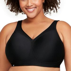 Glamorise Full Figure Plus Size MagicLift Seamless Sports Bra Wirefree #1006 (Black, 42C)