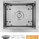 17"X17" Drop-In Top Mount Bar Sink, 16 Gauge Stainless Steel, Single Bowl Workstation Sink,Brushed Finish, Large Volume with Accessories(17" x 17")