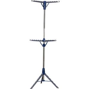 Household Essentials 5012-1 Portable 2-Tier Clothes Drying Rack Tri-pod | Dry Wet Laundry or Hang Clothes | Silver and Blue (Large)