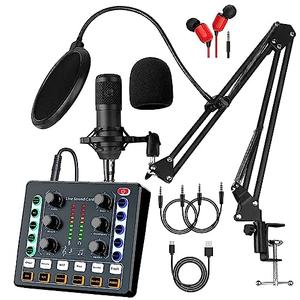 sktome Podcast Equipment Bundle, BM-800 Recording Studio Package with Voice Changer, Live Sound Card - Audio Interface for Laptop Computer Vlog Living Broadcast Live Streaming