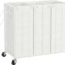 WOWLIVE Laundry Hamper with Wheels,Metal Wire Frame Rolling Laundry Basket 3 Section with Removable bags,155L Dirty Clothes Hamper Organizer Dorm Room Storage for Bedroom,Bathroom,White (150L (26.8 x 13.0x 26.4 Inches))
