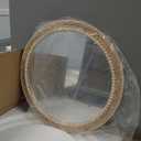 22 Inch Boho Style Decorative Mirror, Round Rattan Wall Hanging Mirror, Nature Rattan Woven Round Mirror, Makeup, Dressing Mirror, Suitable for Dressing Room, Living Room, Bedroom, Farmhouse