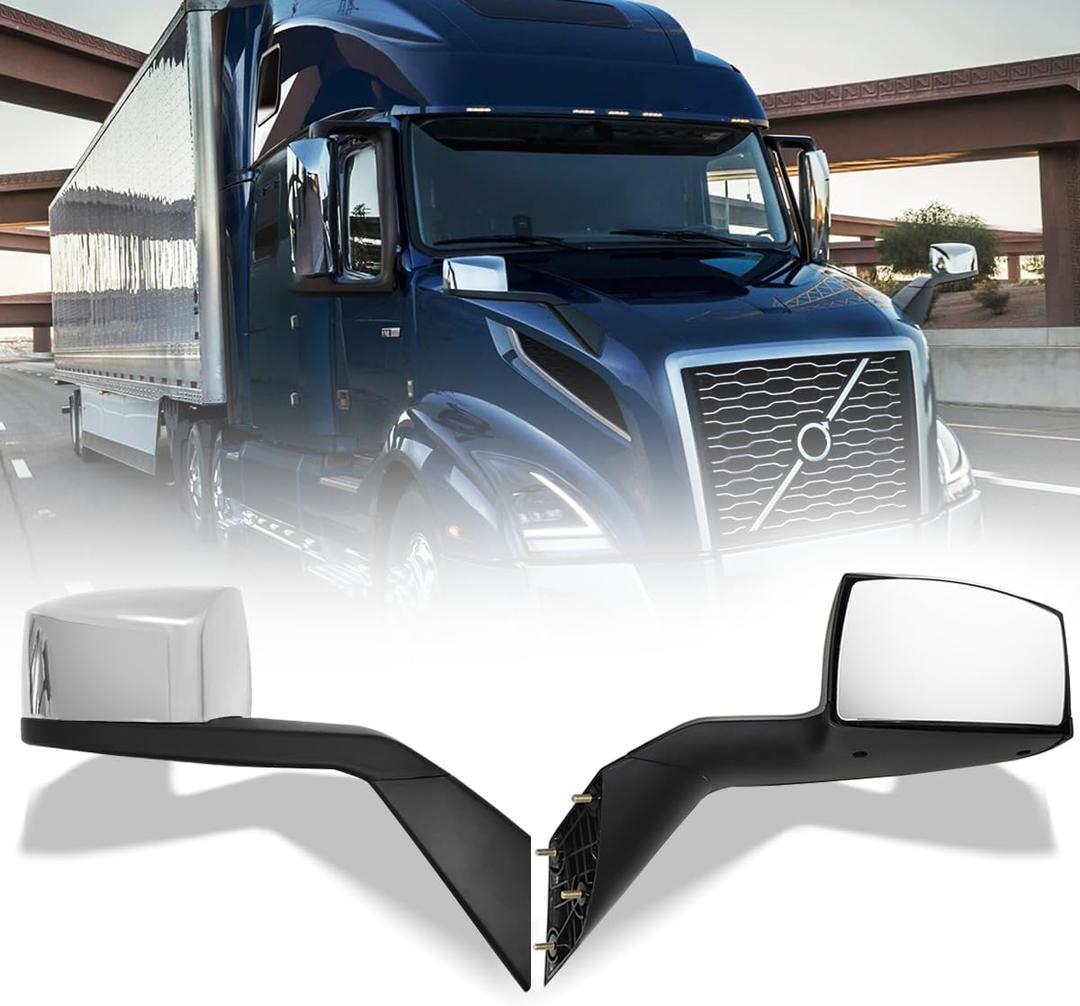 Hood Mirror Left Driver Side & Right Passenger Side Replacement for Volvo VNL 2018-2024 Semi Truck(Chrome, Left)