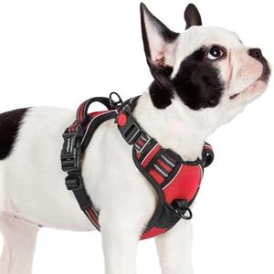 rabbitgoo Dog Harness Small Sized, No Pull Pet Harness with 3 Buckles, Adjustable Soft Padded Vest with Control Handle, Walking Reflective Pet Vest for Small Dogs, Red, S