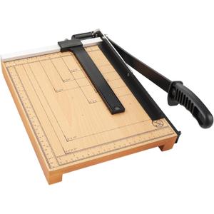 MROCO Heavy Duty Guillotine Paper Cutter & Paper Trimmer, 12" Cut Length, Automatic Clamp, Adjustable Guide, Wood Base with millimeters/inches Gridlines