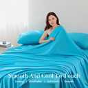 4 Piece King Size Sheet - Cooling Bed Sheets Set, Blend Rayon Derived from Bamboo, Breathable Soft Hotel Luxury Bedding & Pillowcases, Silky Fit 16 inch Extra Deep Pocket, Oeko-Tex - Aqua