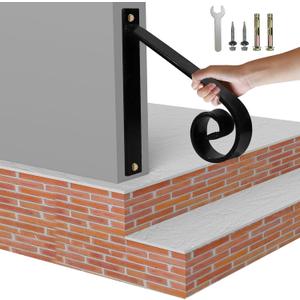 12inch Handrail for Outdoor Steps,1 Step Stair Handrails-Wall Mounted Wrought Iron Hand Railing-Powder Coated Carbon Steel-Metal Art Single Step Handrail-Step Grab Rail for Indoor Outdoor Stair Step