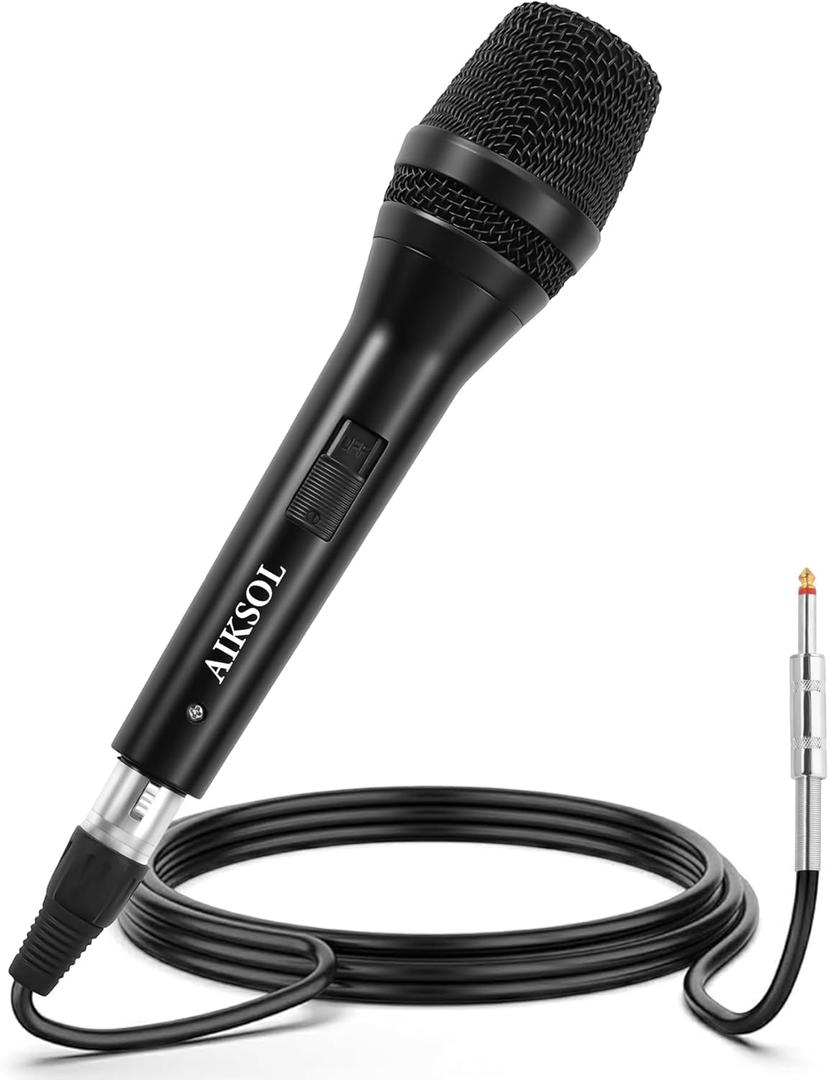 Wired Microphone for Singing,Professional Vocal Dynamic Handheld Karaoke,Cardioid Studio Mic,16.4 ft XLR & 6.35 MM with On and Off Switch, for Speakers/Mixer/Machine/Amp/Speech/Karaoke and Outdoors