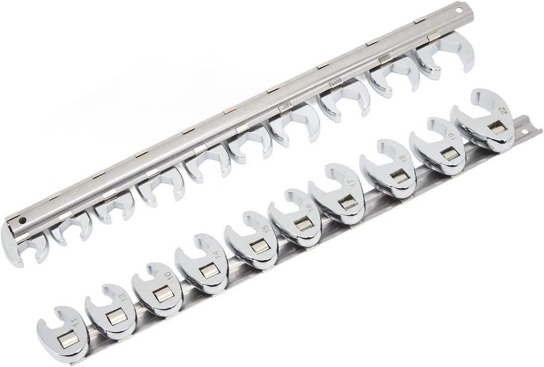 10pcs Crows Foot Wrench Set 10mm to 22mm Sizes Metric Nut Wrench for 3 8in Drive Ratchet Great for Automotive Repair Work Ideal for Tight Spaces