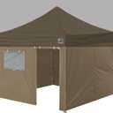 Eurmax USA Full Zippered Walls for 10 x 10 Easy Pop Up Canopy Tent,Enclosure Sidewall Kit with Roller Up Mesh Window and Door 4 Walls ONLY,NOT Including Frame and TopKhaki