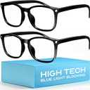 Livho High Tech Blue Light Glasses - Advanced Blue Light Blocking Computer Glasses - Screen Fatigue & UV Protection (*B1 Light Black) 2 Count