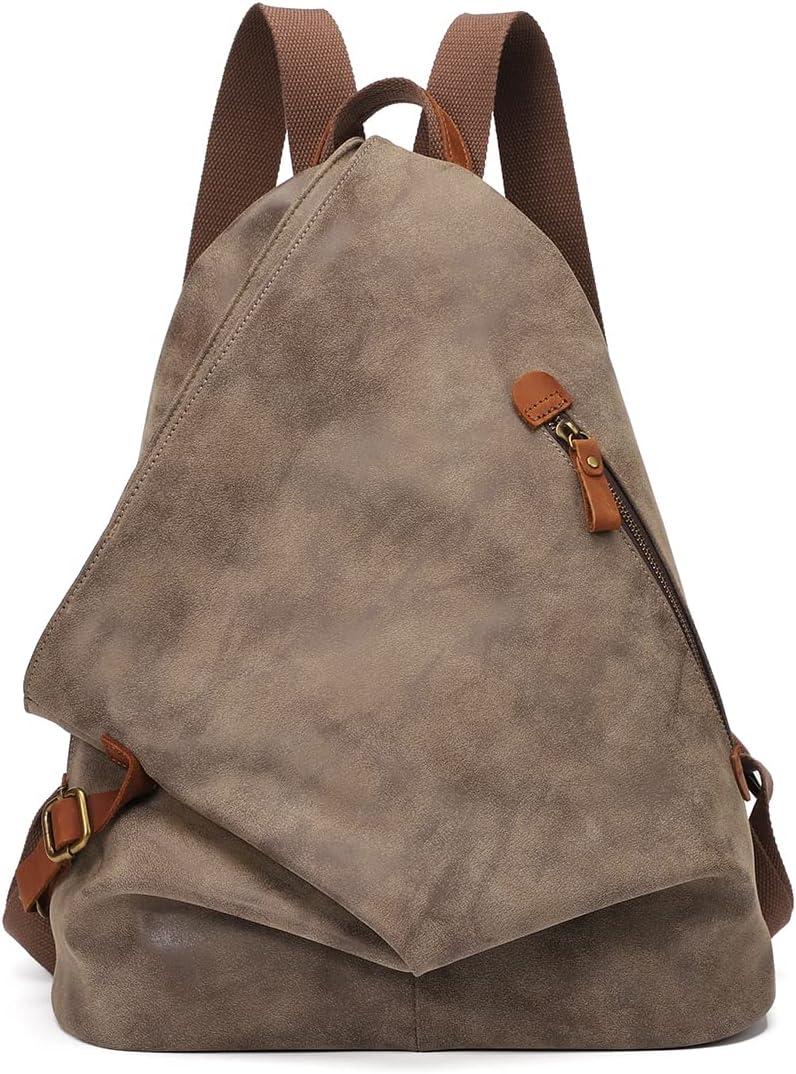 KL928 PU Leather Vintage Backpack  Large Casual Daypack Outdoor Travel Rucksack Hiking Backpacks for Men Women