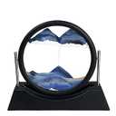 Oneshow Moving Sand Art Picture Flowing Sand Painting 3D Deep Sea Sandscape Liquid Motion Display 360° Rotation Round Glass Frame Relaxing Desktop Home Office Decor for Adult Kid Desk Art (Blue)