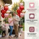 18 Inch Champagne & Pink & Red Heart Balloons, 24 Pcs Valentine's Day Foil Heart Shaped Balloons Decoration for Romantic Valentines Wedding Bridal Shower Engagement Valentine's Day Party